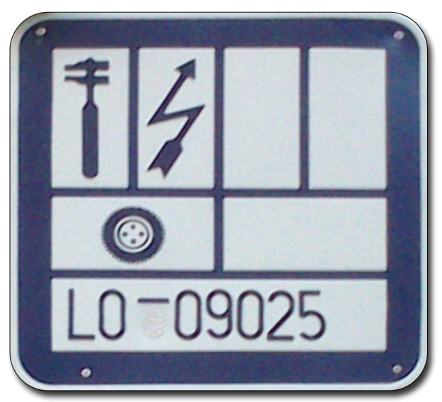 Placa de registro Industrial de mecánica, electricidad y neumáticos